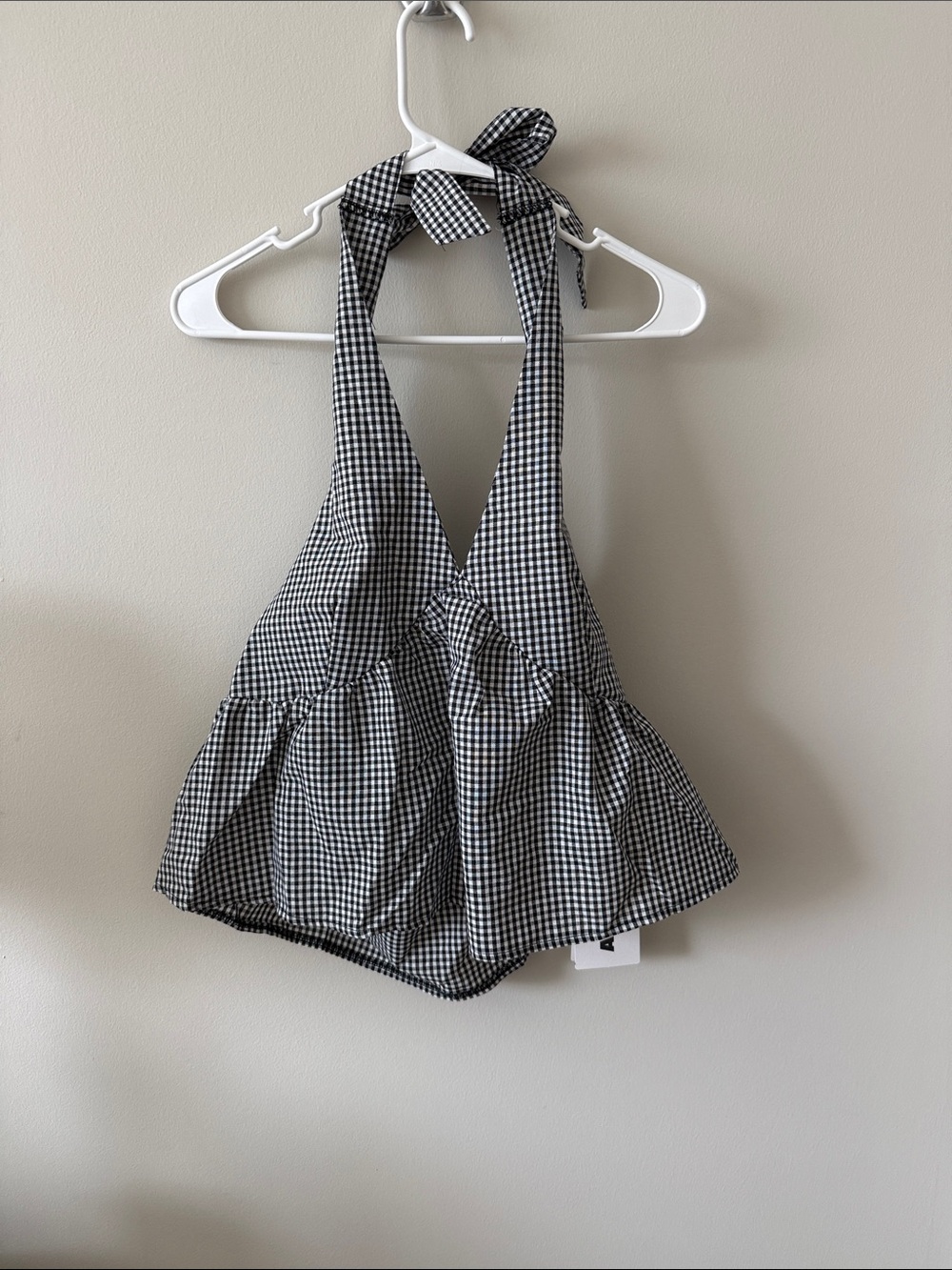 Missguided Black & White Gingham Halter Tank Top